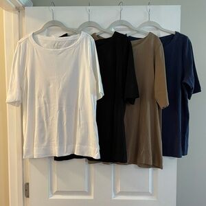 Lot of 4 100% Pima Cotton Classic Short-Sleeve Scoop Neck Tops